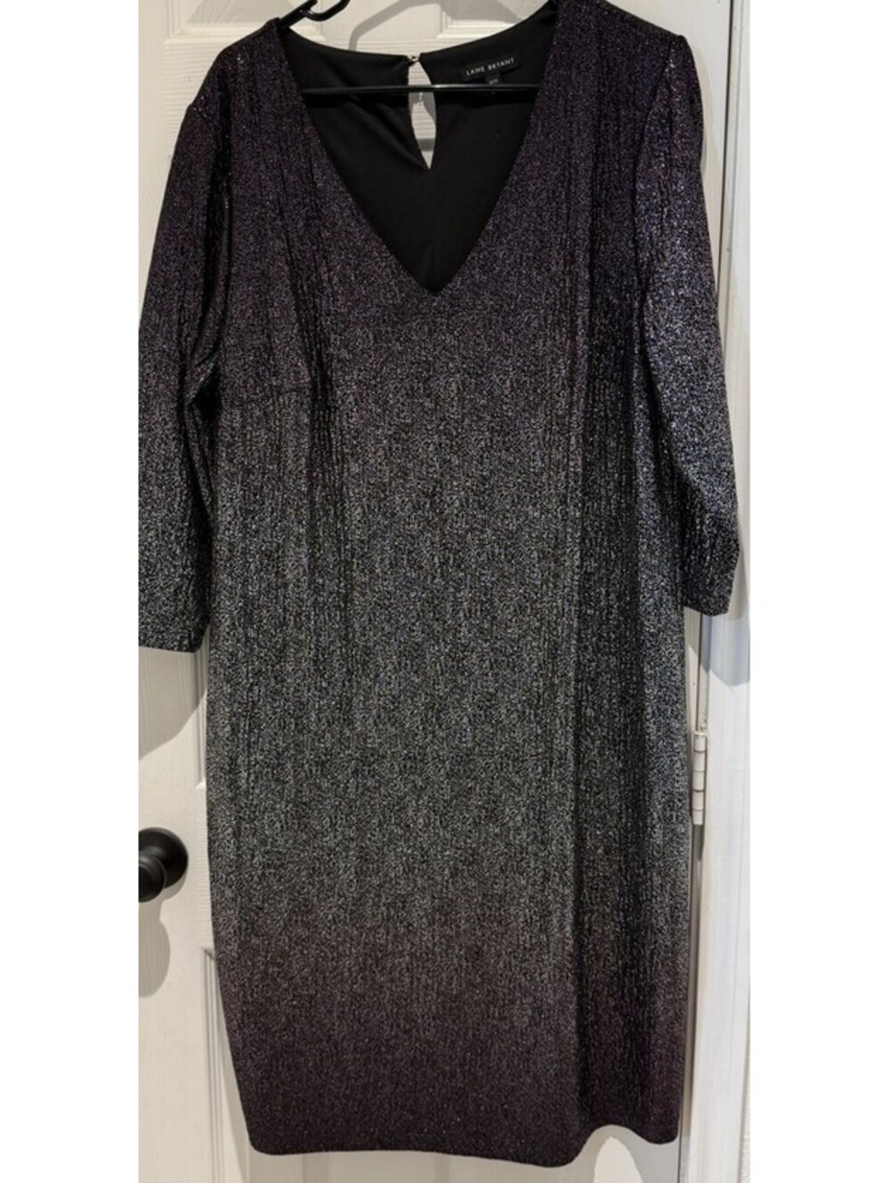 Lane Bryant 14/16 Sheath Party Dress Silver Ombre Foil Shimmer Metallic Sparkle